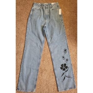 PACSUN Eco Flower Light Blue Boyfriend Jeans- Size 28